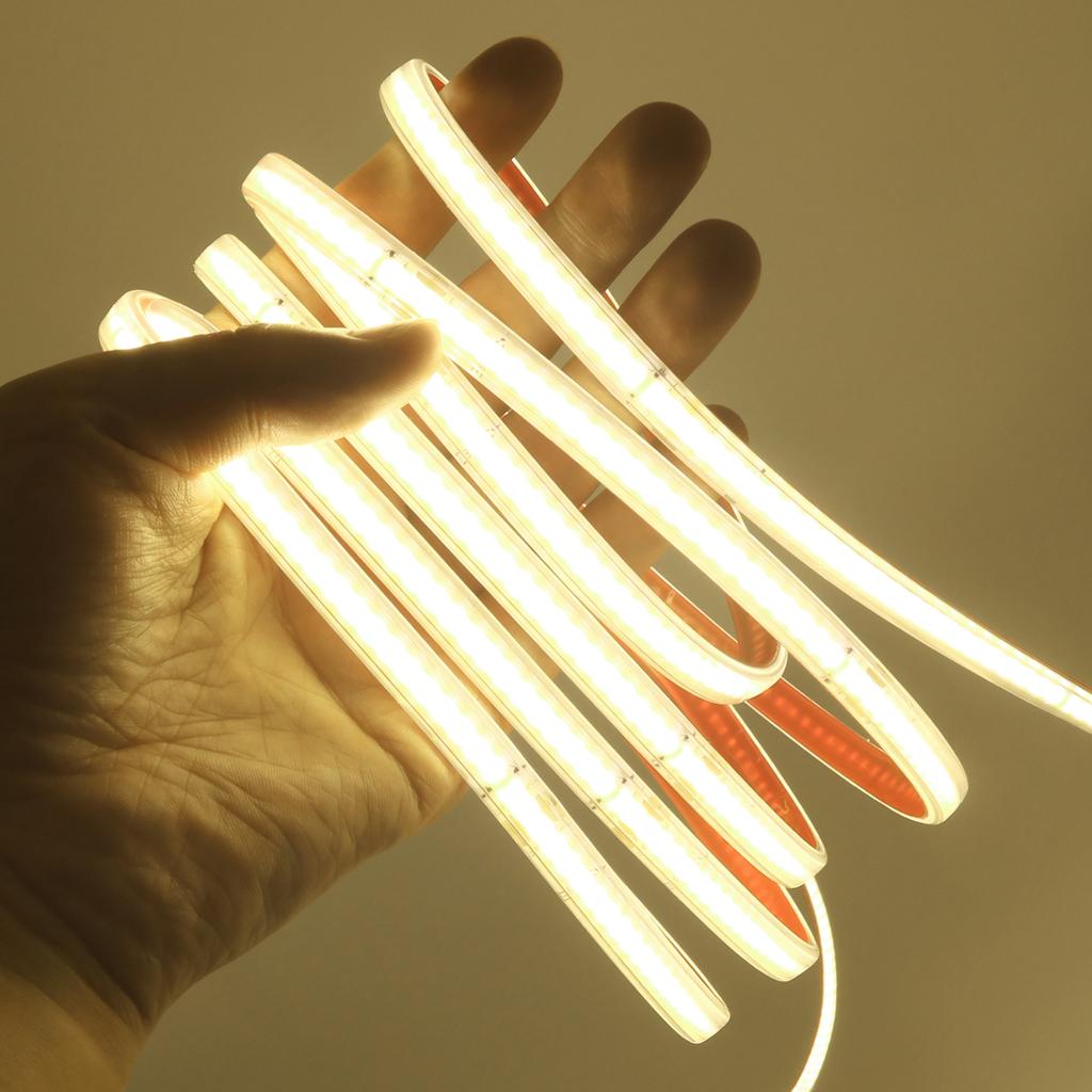 220V Dimmable COB LED Strip Light 240 LEDs/M Flexible Waterproof Linear Tape With Adhesive Backing