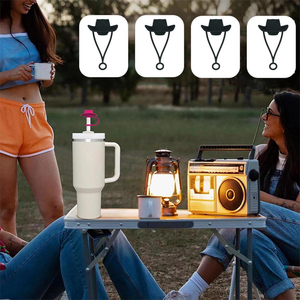 4 Pieces Cowboy Hat Cover Cap for 6mm-10mm, Cowgirl Silicone Topper Protector Lid, Cute Funny