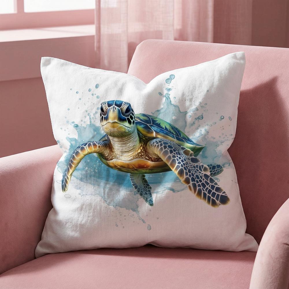 Sea Animal Turtle Coral Cushion Cover Multi-Scene Pillow Cover for Home & Car - Reversible, Soft & Durable for Daily Use