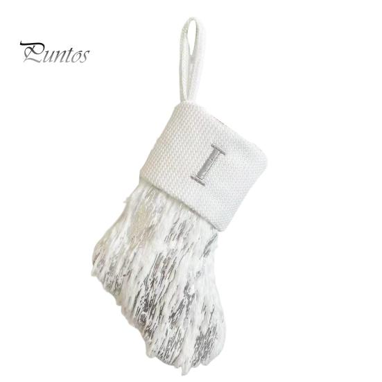 1ks vánoční bílá punčocha dopisní výšivka pletené ručně vyráběné opakovaně použitelné vánoční stromeček závěsný dárkový sáček punčochový přívěsek party sváteční dekorace