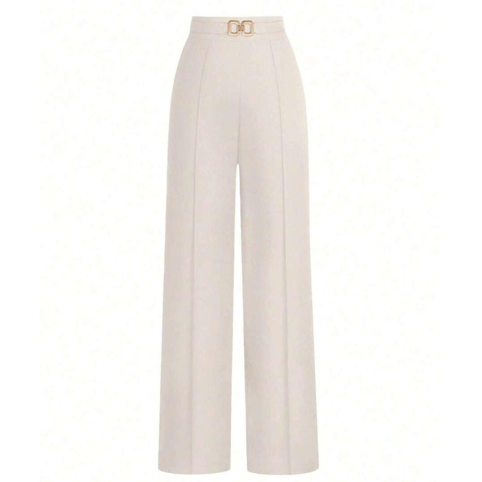 Женские Свободные Узкие Повседневные Широкие Брюки L бежевый