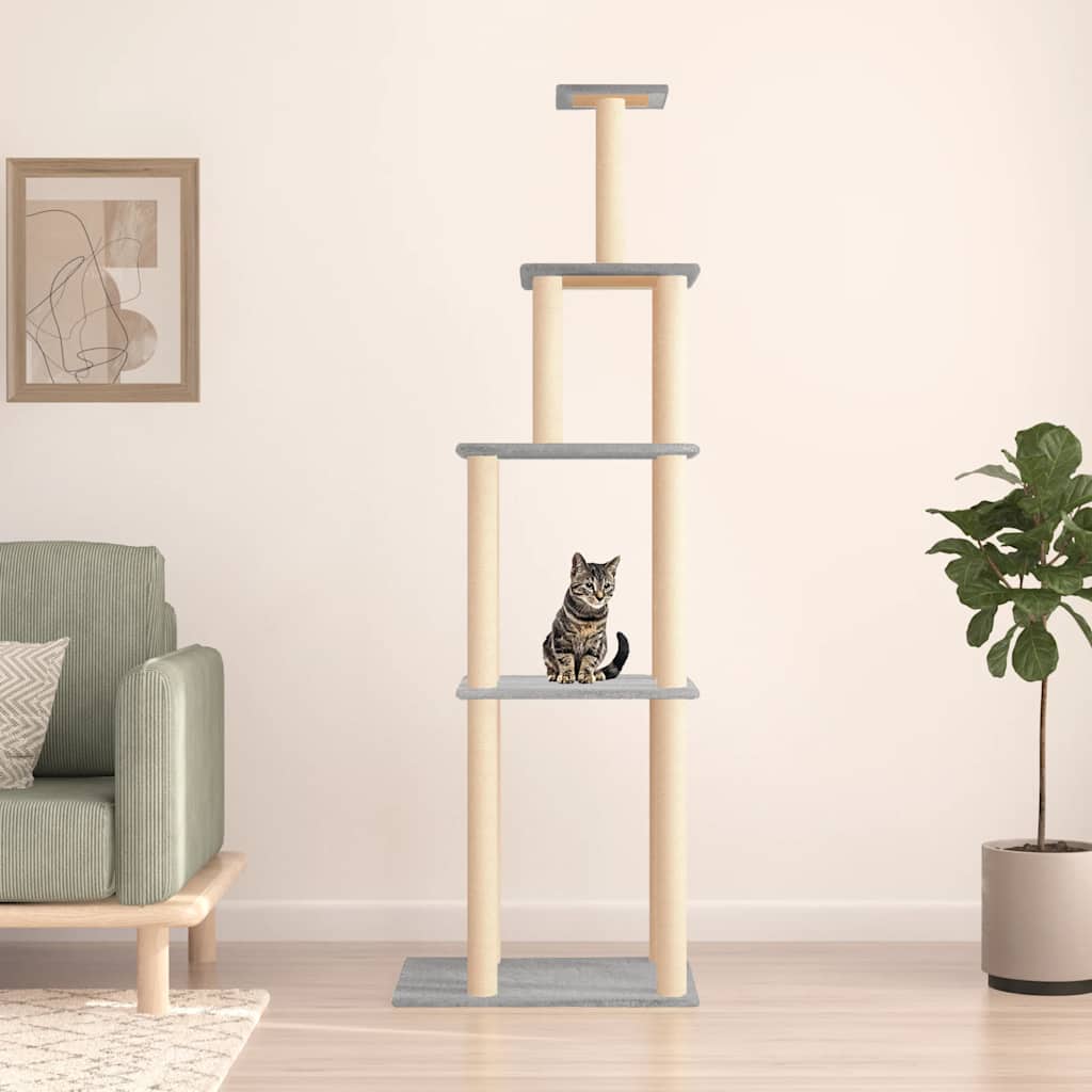 Scratching Post with Sisal Scratching Posts Light Grey 183 Cm