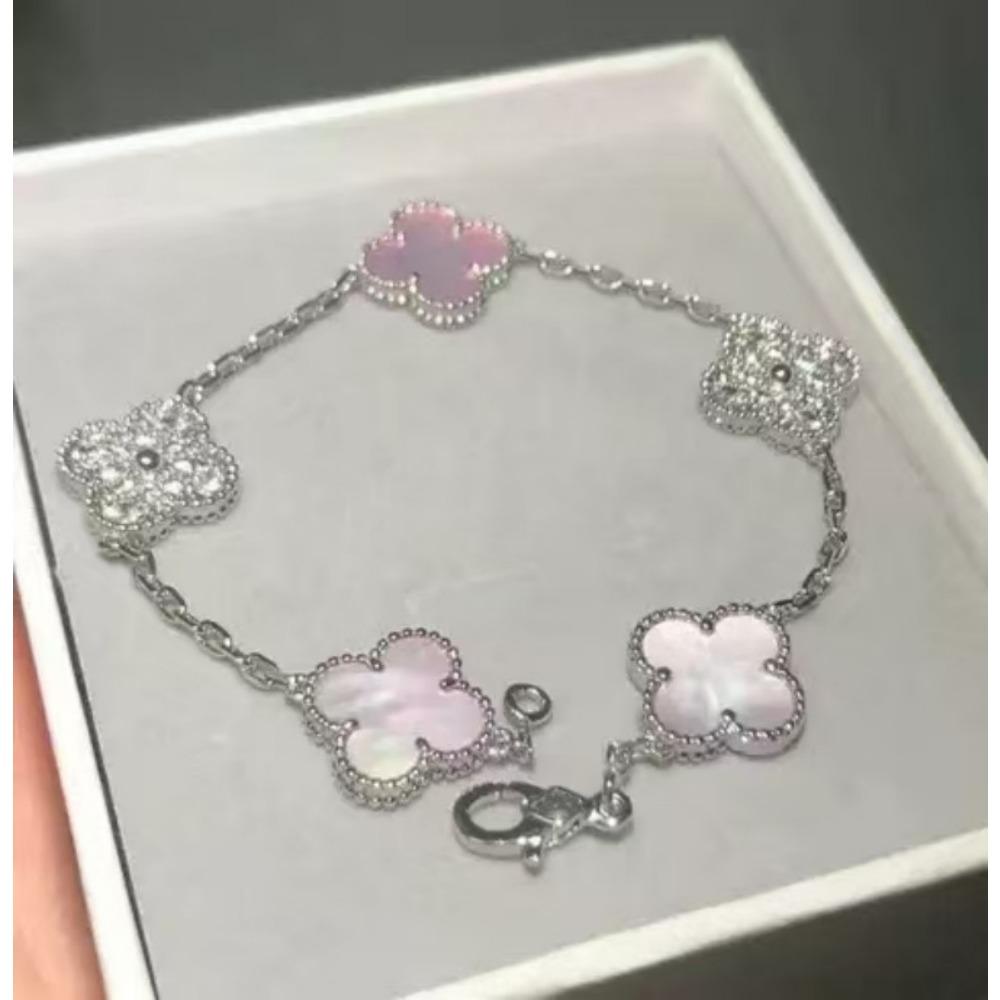 Clover Bracelet CNC Buckle Thick Chain Rose Gold Red Agate Black Agate Lucky Bracelet for Women