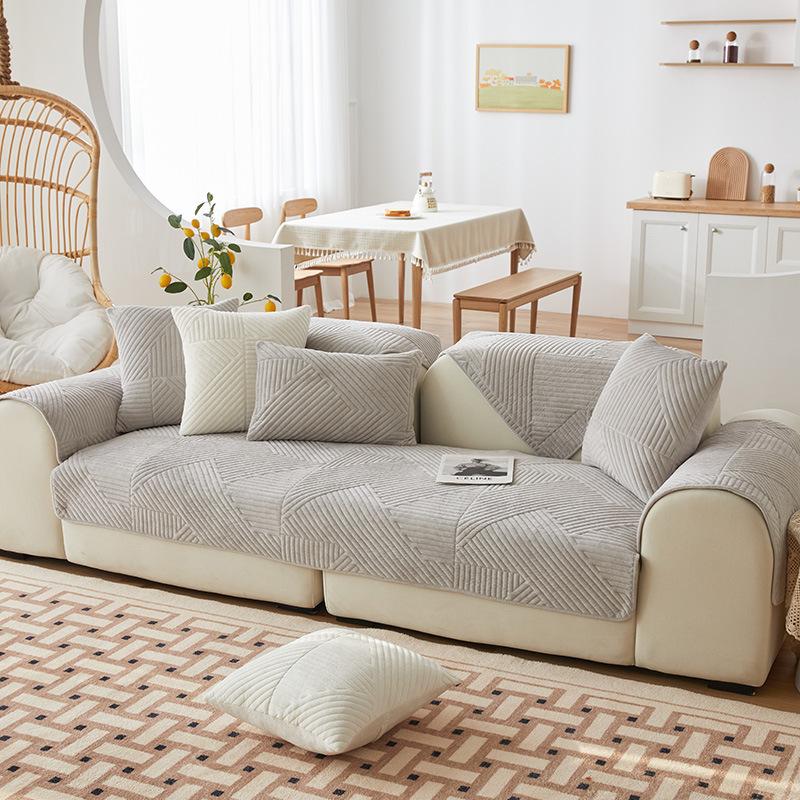 Short Plush Leather Sofa Cushion Anti-slip Modern Simple Four-season Sofa Cover Winter Fabric Seat Cushion