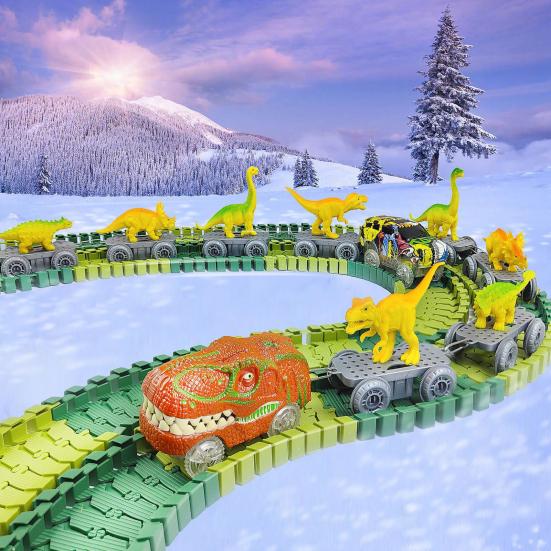 Kids Dinosaur Train Toy DIY Track Building Dino Train Fine Motor Skills Toddlers