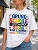 Primary School Finished 2026 Watercolor Tee With Rainbow Letters Brush Texture Stars And Gerunisex Unisex All TShirt