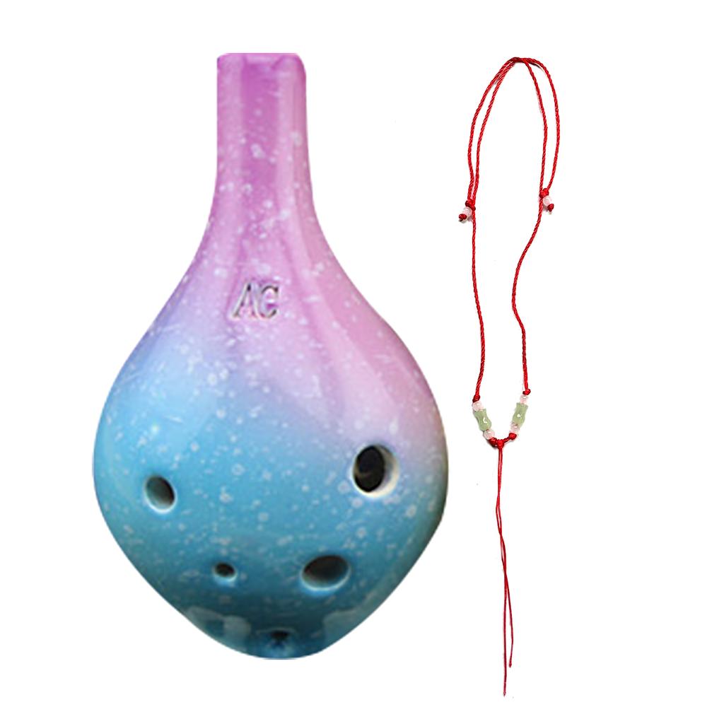 6 Löcher Keramik Ocarina Alto C Einfaches Musikinstrument im Sternenstil mit Lanyard Musikpartitur für
