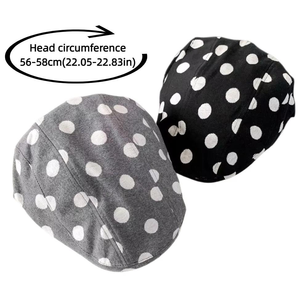 Casual Korean Style Forward Hat Big Head Polka Dot Printing Short Brim Berets Retro Versatile Sun Hat Women's Spring Autumn