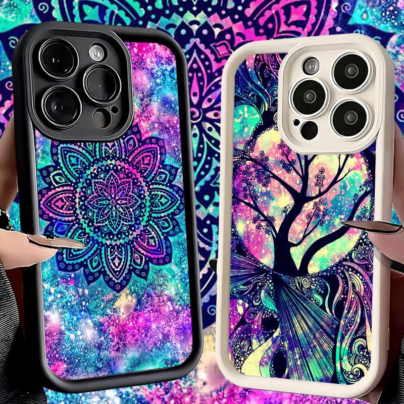 Phone Case for iPhone 17 Air 16E 15 16 Pro Max Mandala Sunflower Dreamy Style Cover 14 Plus 13 12 Mini Soft Shell Silicone Funda