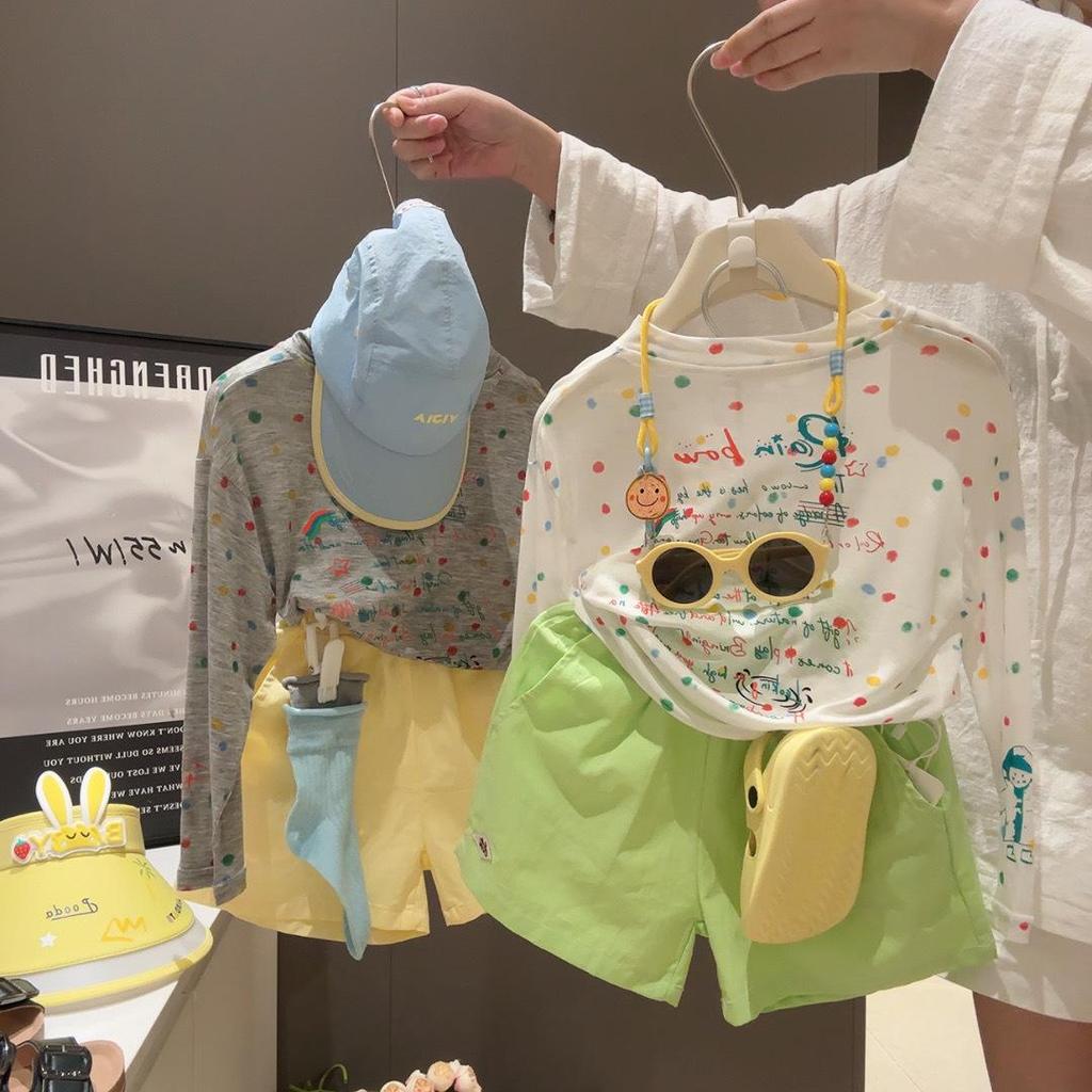 Kids' Colorful Polka Dot Light Long Sleeve Sun Protection T-Shirt Korean Style