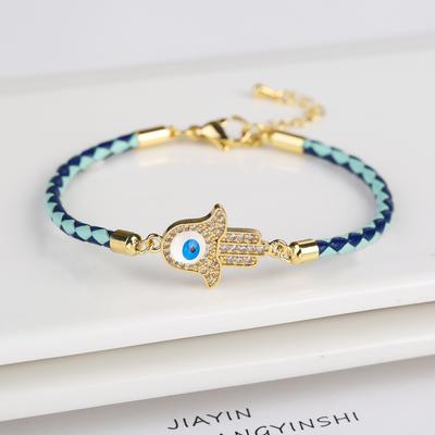 Heißer Verkauf Zirkon Türkisches Böses Auge Damenarmband Herren Leder Verstellbares Armband Böses abwehrender Schmuck für den täglichen Gebrauch