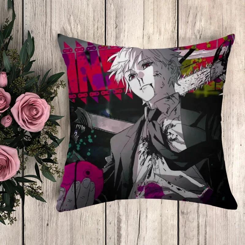 Anime Pillow Chainsaw Man Decorative Pillowcases  Sofa Cushions Cushion Cover  Pilow Cases Throw Pillows Fall Decor