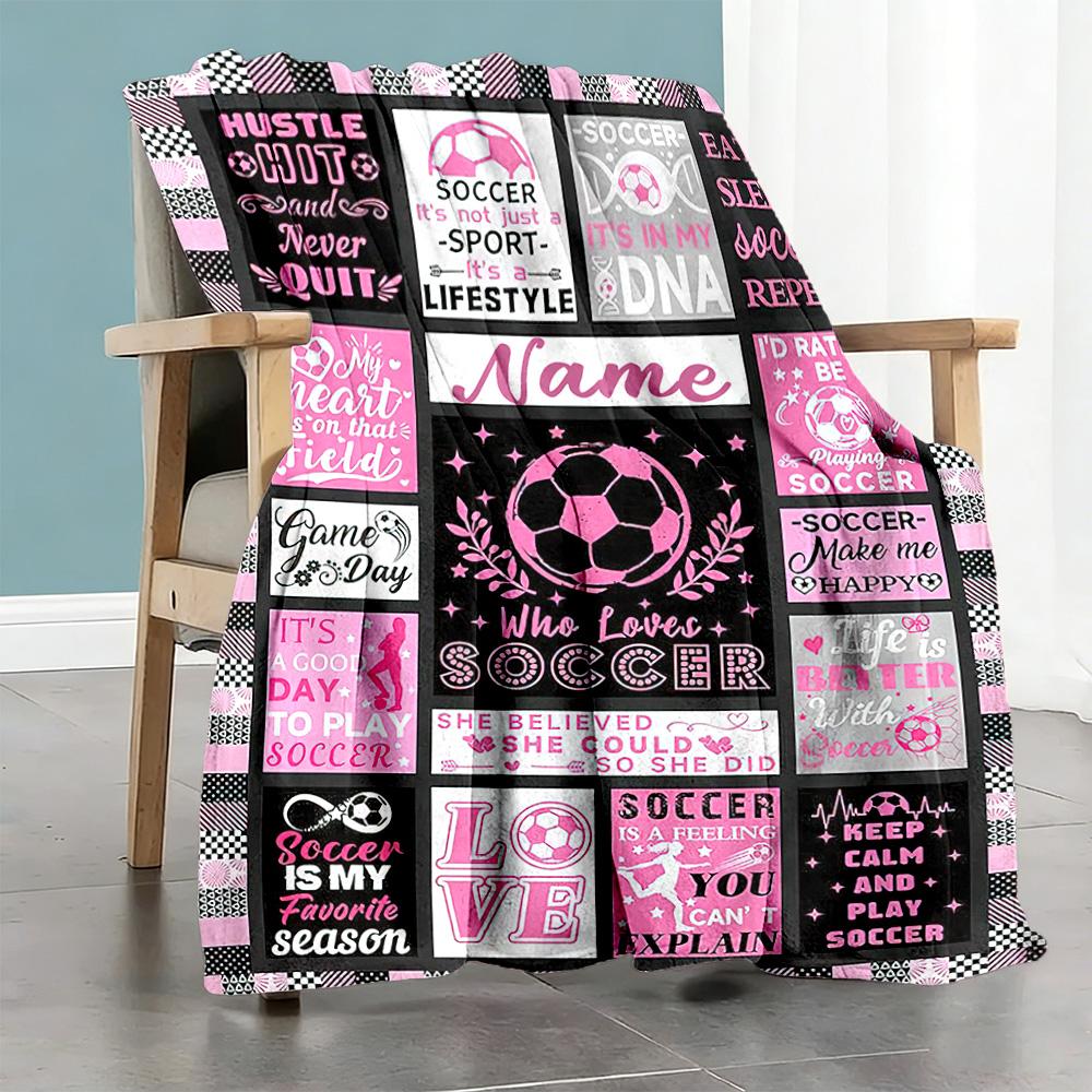 Soccer5556 Customize Text Blanket Gift Personalized Blanket Soft Warm Cozy Great for Home Decor Office Office Chair Livingroom Ideal for All Seasons