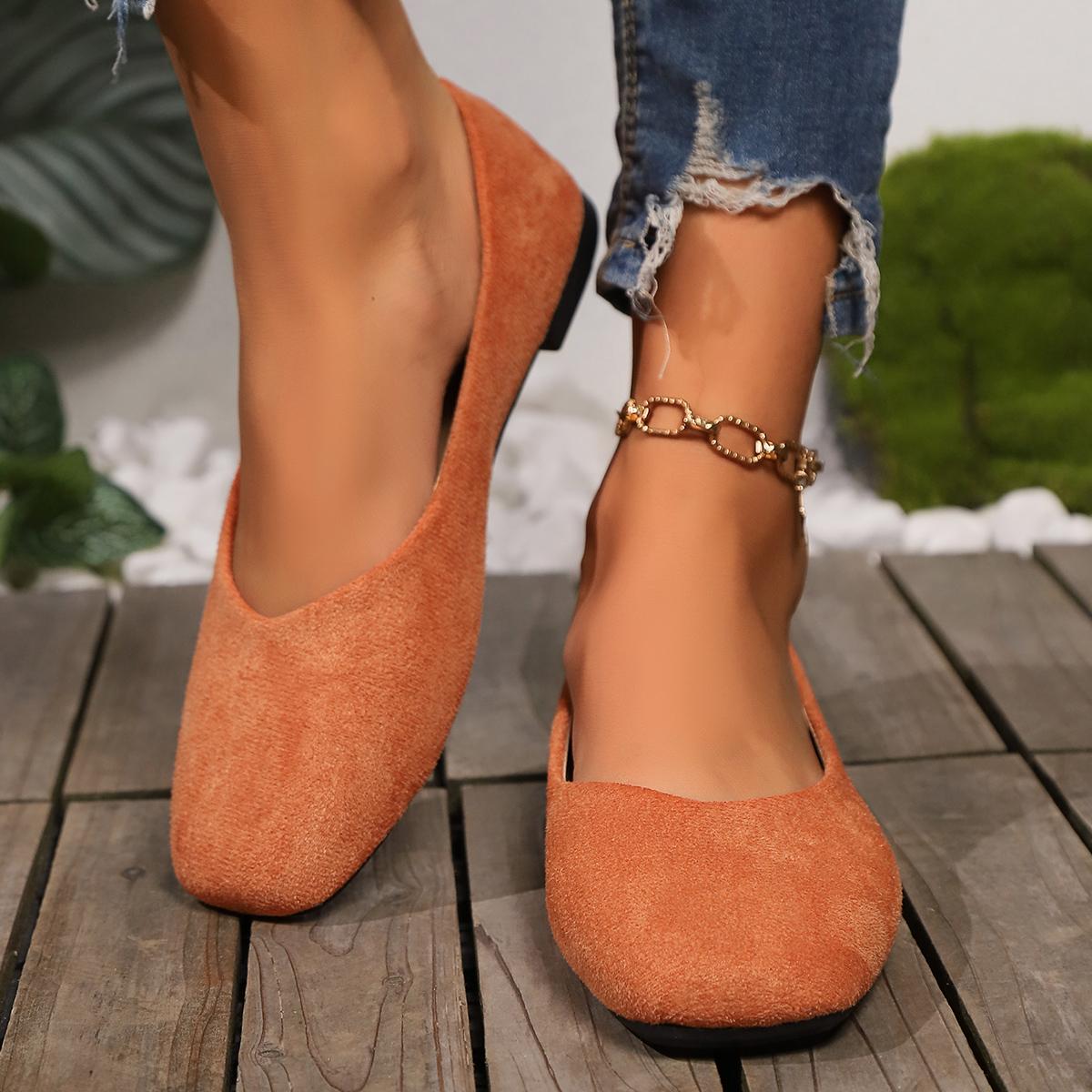 

New Spring Autumn Women Shoes Comfortable Flat Shoes Women Flats Loafers Shallow Slip on Shoes 43 оранжевый