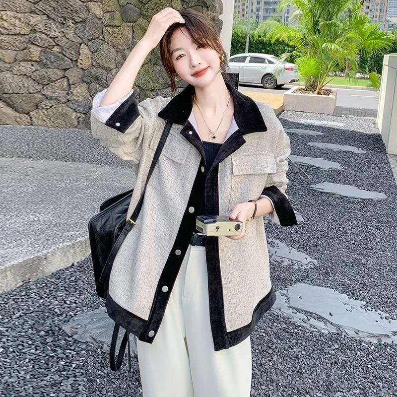 Casual Shirt Jacket New Loose French Style Light Mature Style Top for Small People S серый