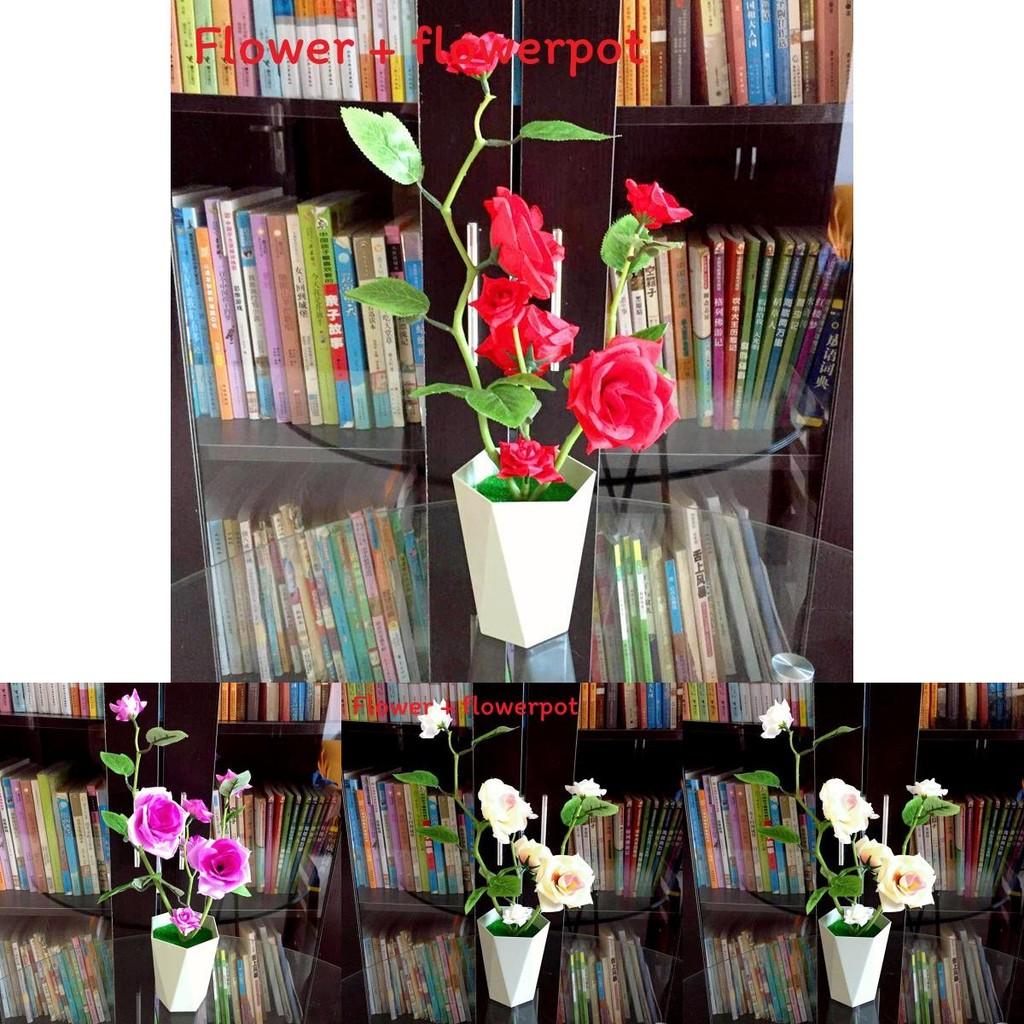 Artificial Rose Plant With Silk Flowers For Home Decor And Gift Use
