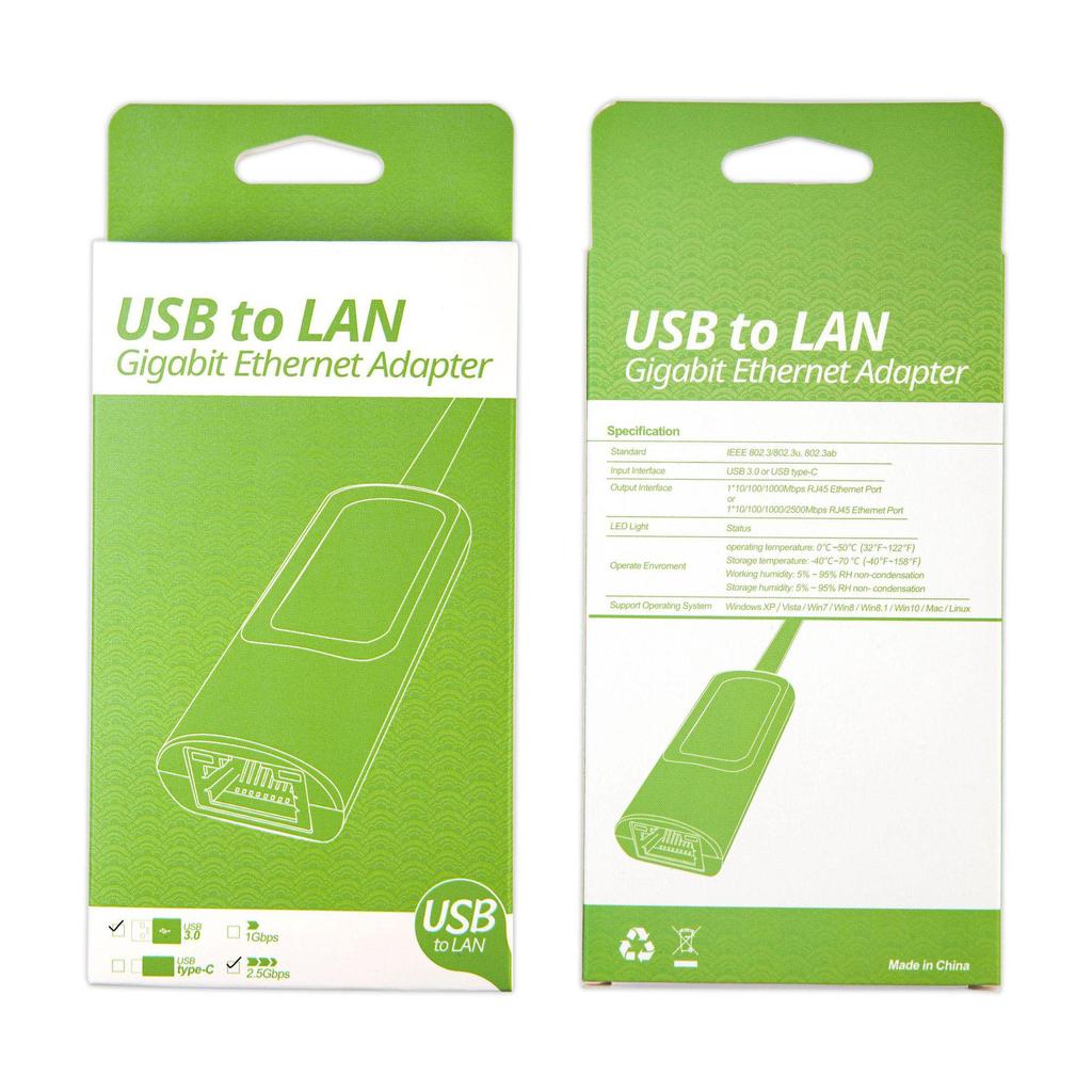 External USB3.0 2.5G Ethernet Adapter, High-Speed 2500Mbps Wired Network Card To RJ45