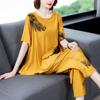 Short-sleeved Casual Suit for Women, Summer Fashionable Half-sleeved Plus Size Women's Casual Harem Pants Slimming Two-piece Set