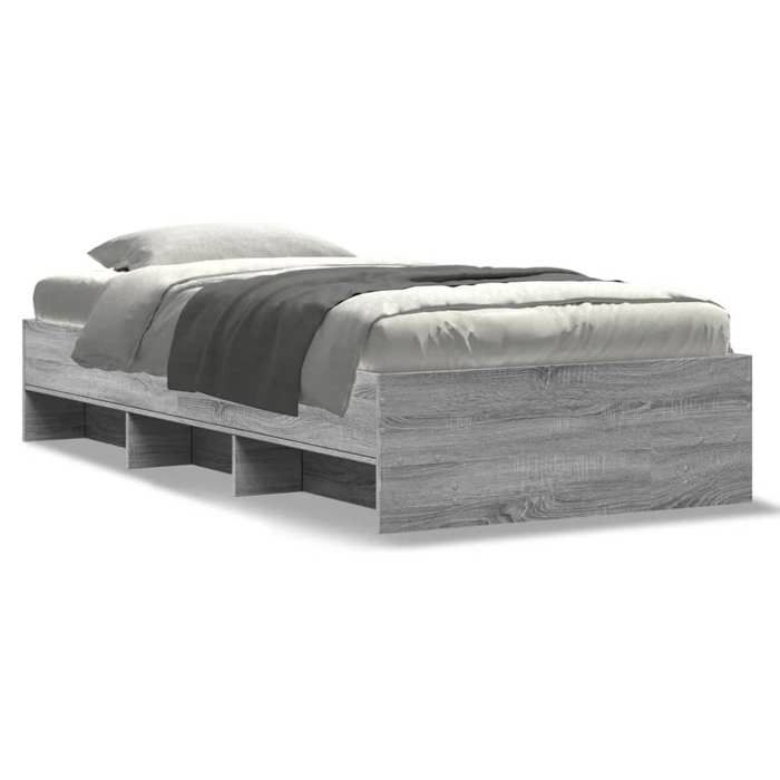 VidaXL Bed Frames Sonoma Grey 100x200 Cm Engineered Wood, Bedroom Furniture, Single Bed, Slatted Base, Bed, Frame 3295672