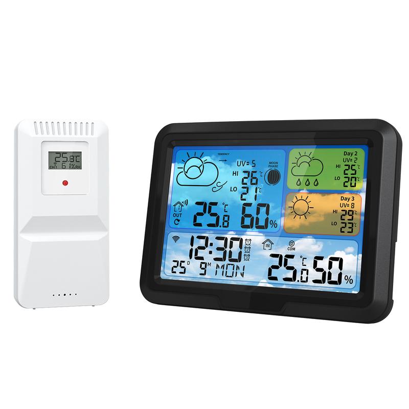 Tuya WiFi Weather Station 5.3" Color Smart Wireless Hygrometer Thermometer Calandar Alarm 3 Days UV Index Weather Forecast Trend