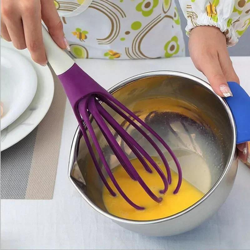 Mini Plastic Kitchen Egg Whisk, Multifunctional Rotary Manual Egg Beater Mixer, Egg Agitator, Silicone Eco - Friendly