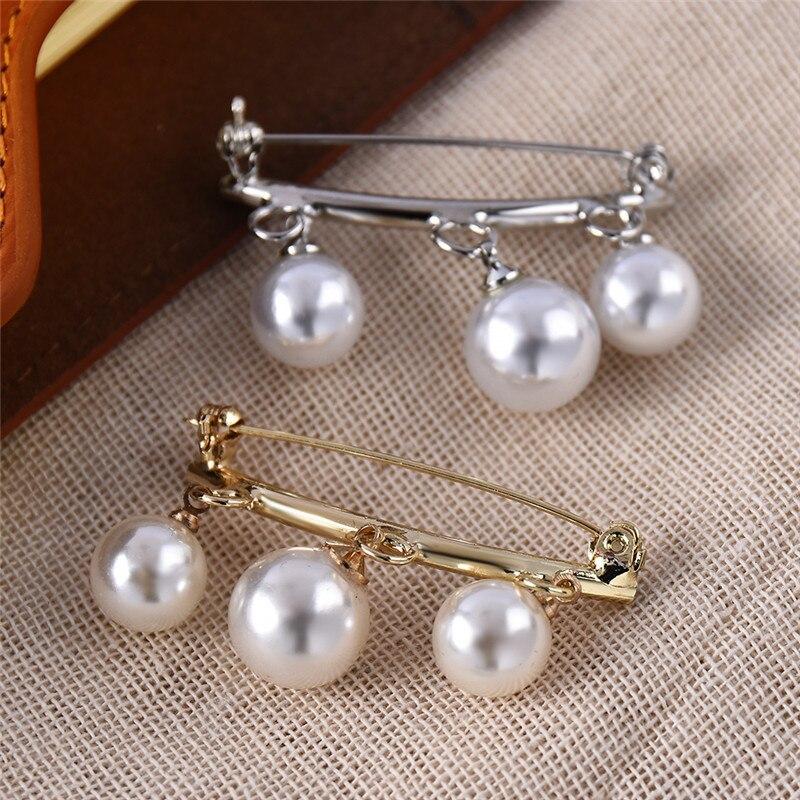 2pcs Brooch Men And Women Are Suitable For Simple Note With Pearl Pendant Anti Walking Buckle Corsage Jewelry