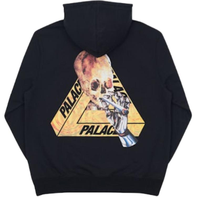 Palace Printed Hooded Pocket Sweatshirt Men sweatshirt Black SKELEDON-HOOD-BLACK-YELLOW