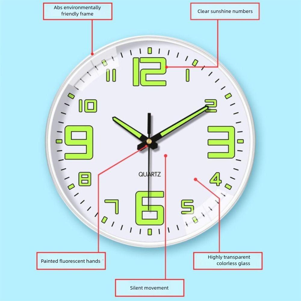 Luminous Wall Clocks ABS Living Room Clock New Quartz Clock for 8-Inch Home Decoration