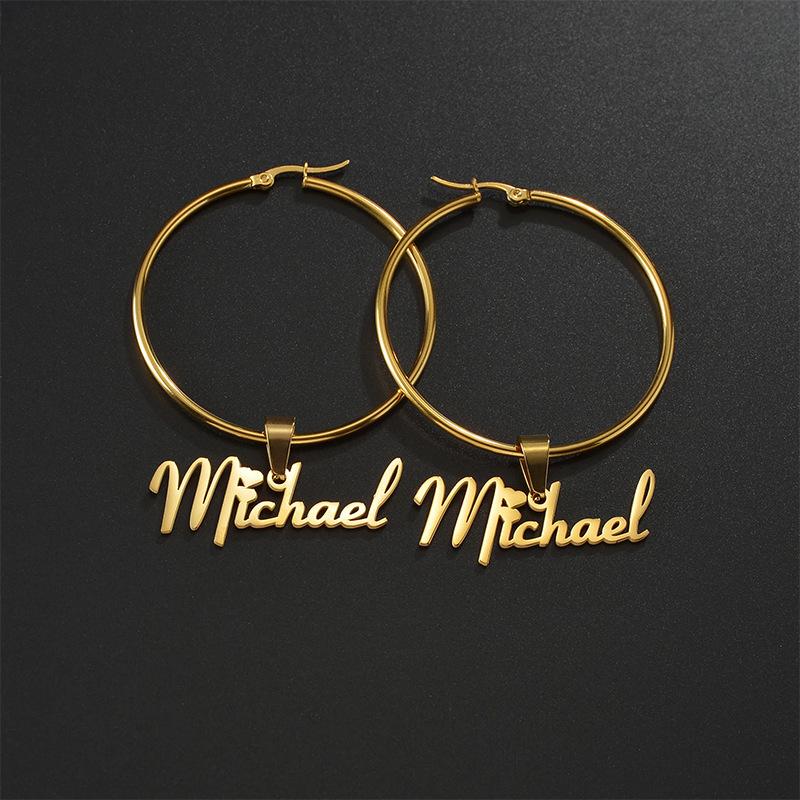Shunquan Jewelry Personalized Custom Name Hoop Earrings 316 Stainless Steel Round Earrings Letter Hypoallergenic Women's Style