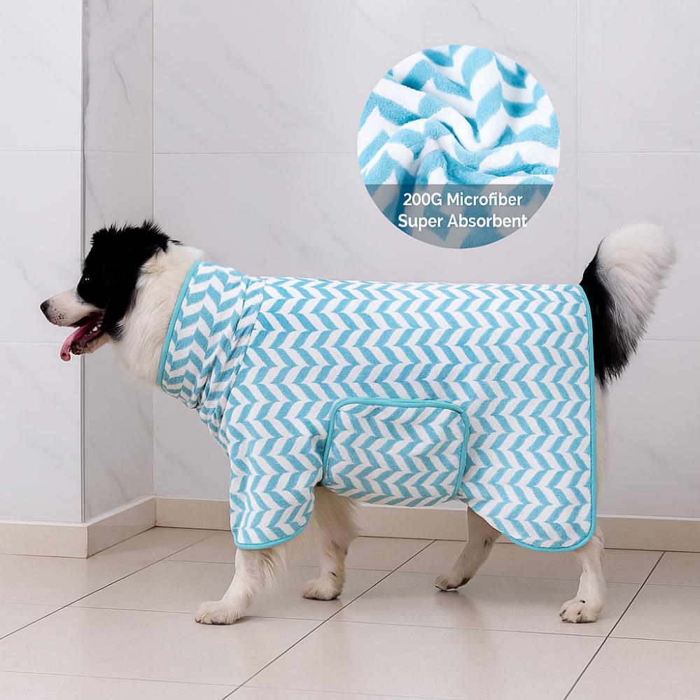 

Microfibre Dog Bath Robe Keeping Warm Dog Drying Coats Pet Supplies Dog Quick Drying Towel Beach XS сірий