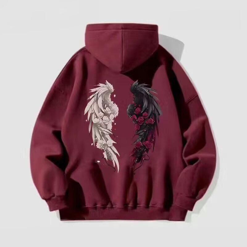 

Men s European & American Oversized Hooded Sweatshirt - Casual, Versatile Spring/Autumn Top for Couples XXL червоний