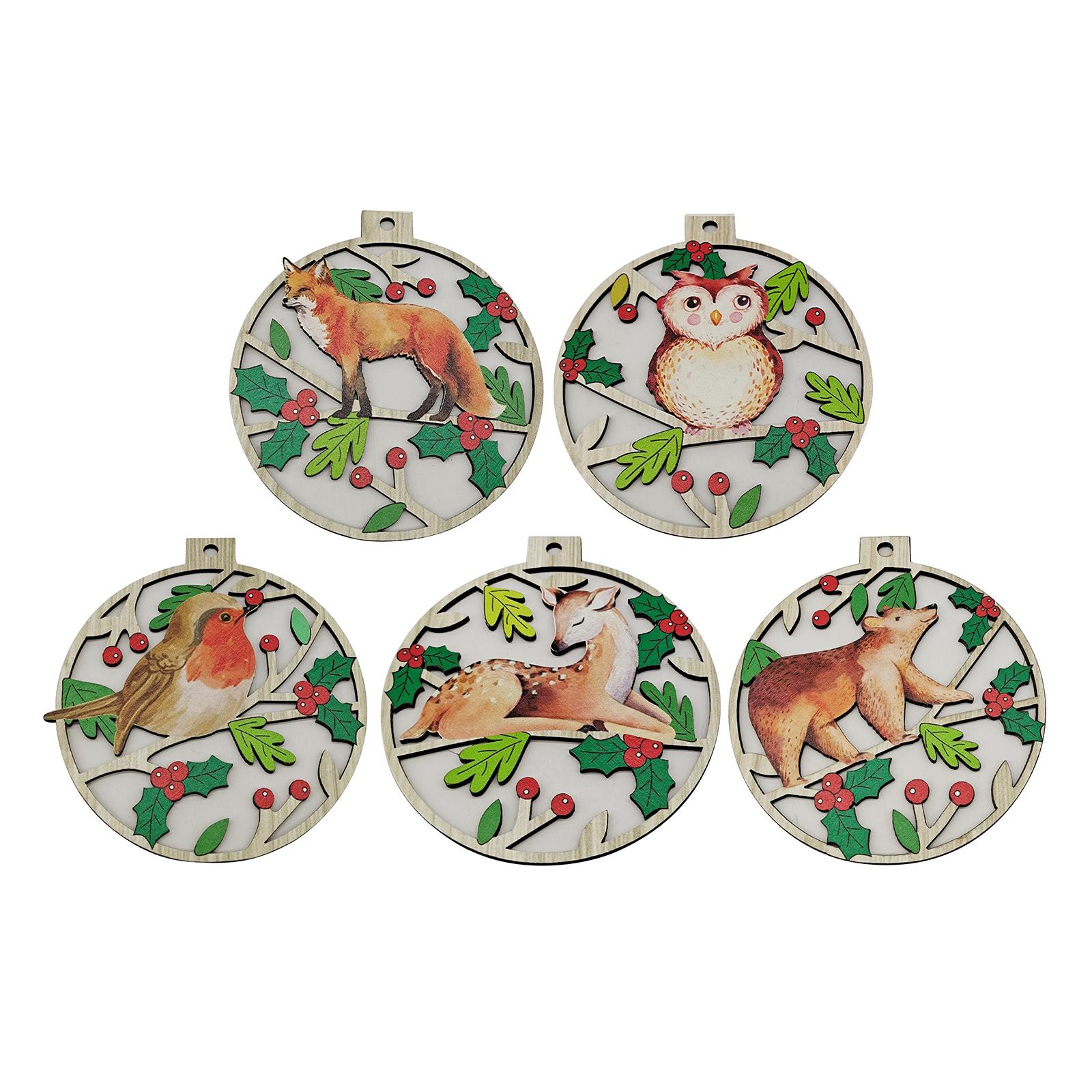 Christmas Wooden Ornament Round Shape Christmas Tree Pendant DIY Hanging Ornaments Christmas Decorations 1