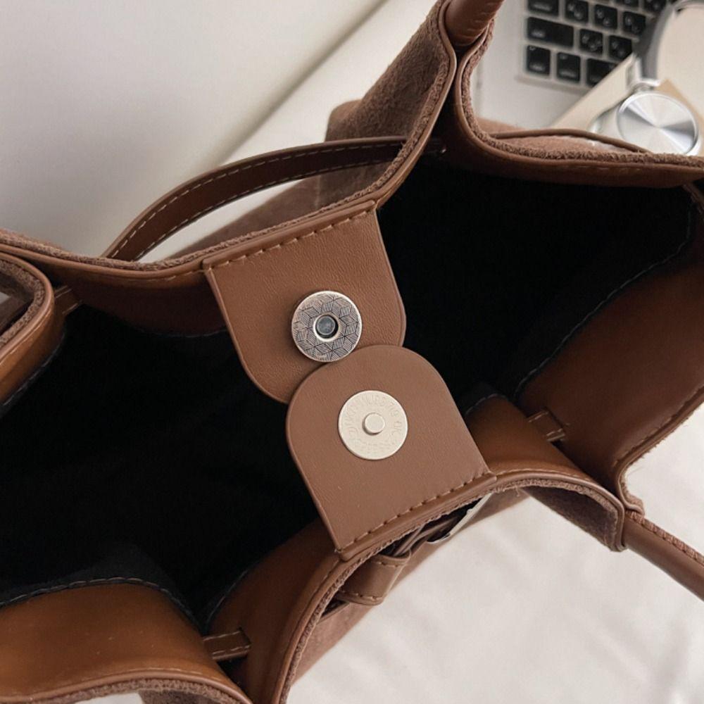 PU Leather Suede Tote Bag Solid Color Underarm Bag Waterproof Matte PU Handbag  Autumn and Winter