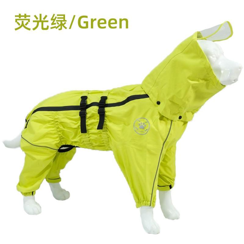 Waterproof Dog Raincoat With Hood Large Breeds Golden Retriever Samoyed Alaskan Malamute Four-Legged Outdoor Pet Coat