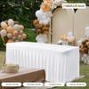 4/6/8 FT Stretch Table Cloth Polyester Rectangle Washable Table Cloth Solid Color for Birthday Wedding Events Party Decoration