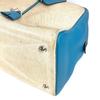 HERMES Victoria 43 Boston Bag Hand Bag Toile H / Leather Blue gene blue/Beige