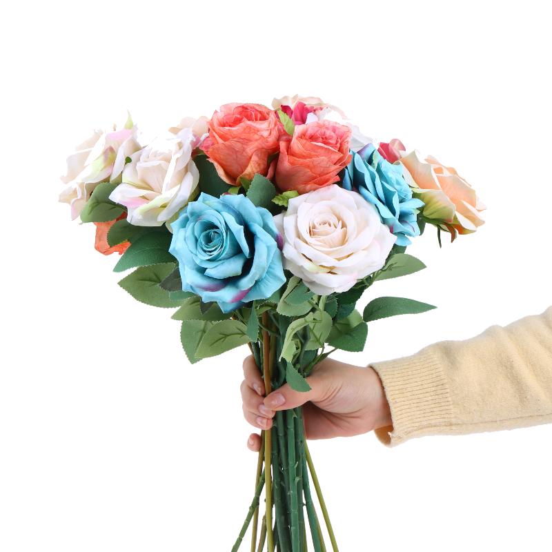 3Pcs Artificial Rose Flower Single Stem Fake Rose For Proposal Wedding Bouquet Home Party Table Centerpiece Decoration