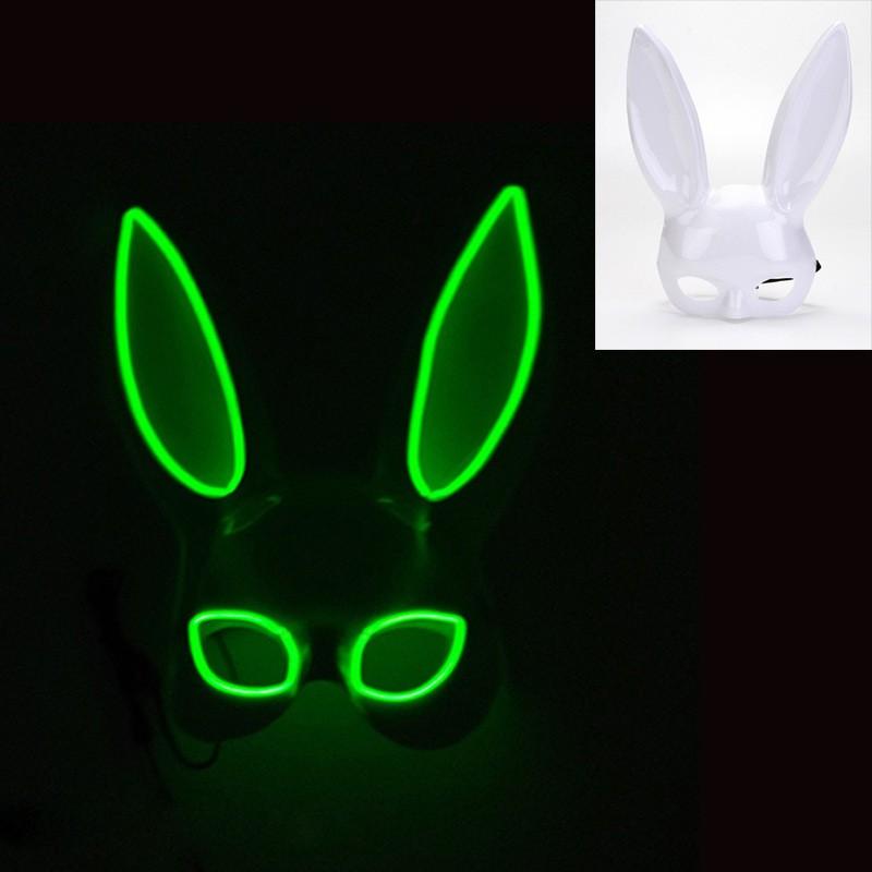 Glowing Half Face Mask Halloween Costume Party Club Rave Masquerade Bunny Girl