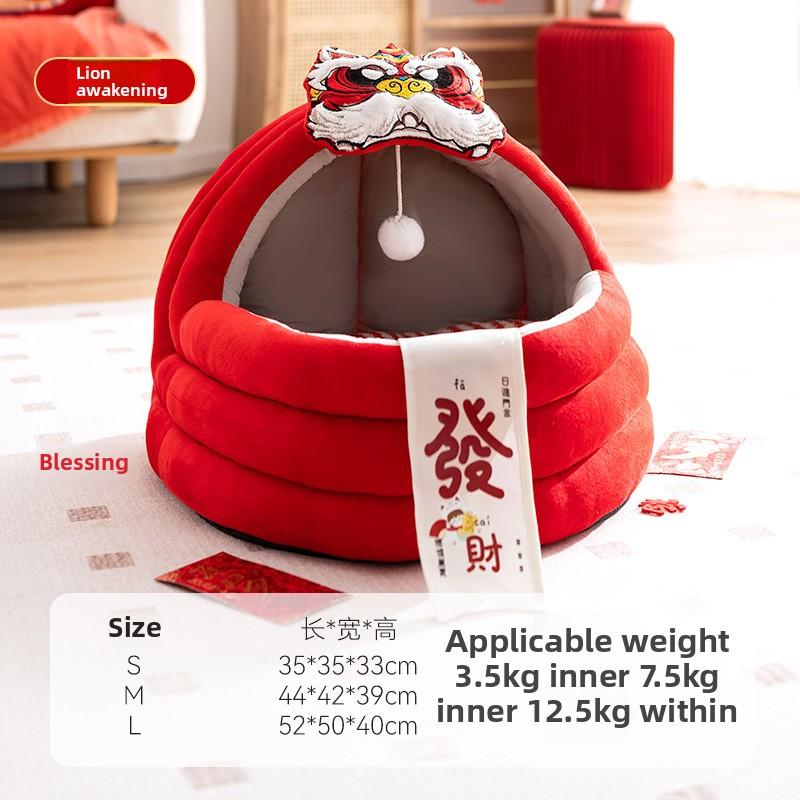 Herbst und Winter Warmhalten und Festlich Neujahrszwinger Glück Jurte Wiege Katzennest Kleiner Hund Teddy Haustiernest