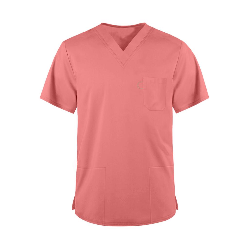Men's Fashionable V-neck Short-sleeved Work Uniform, Color Top, Uniform