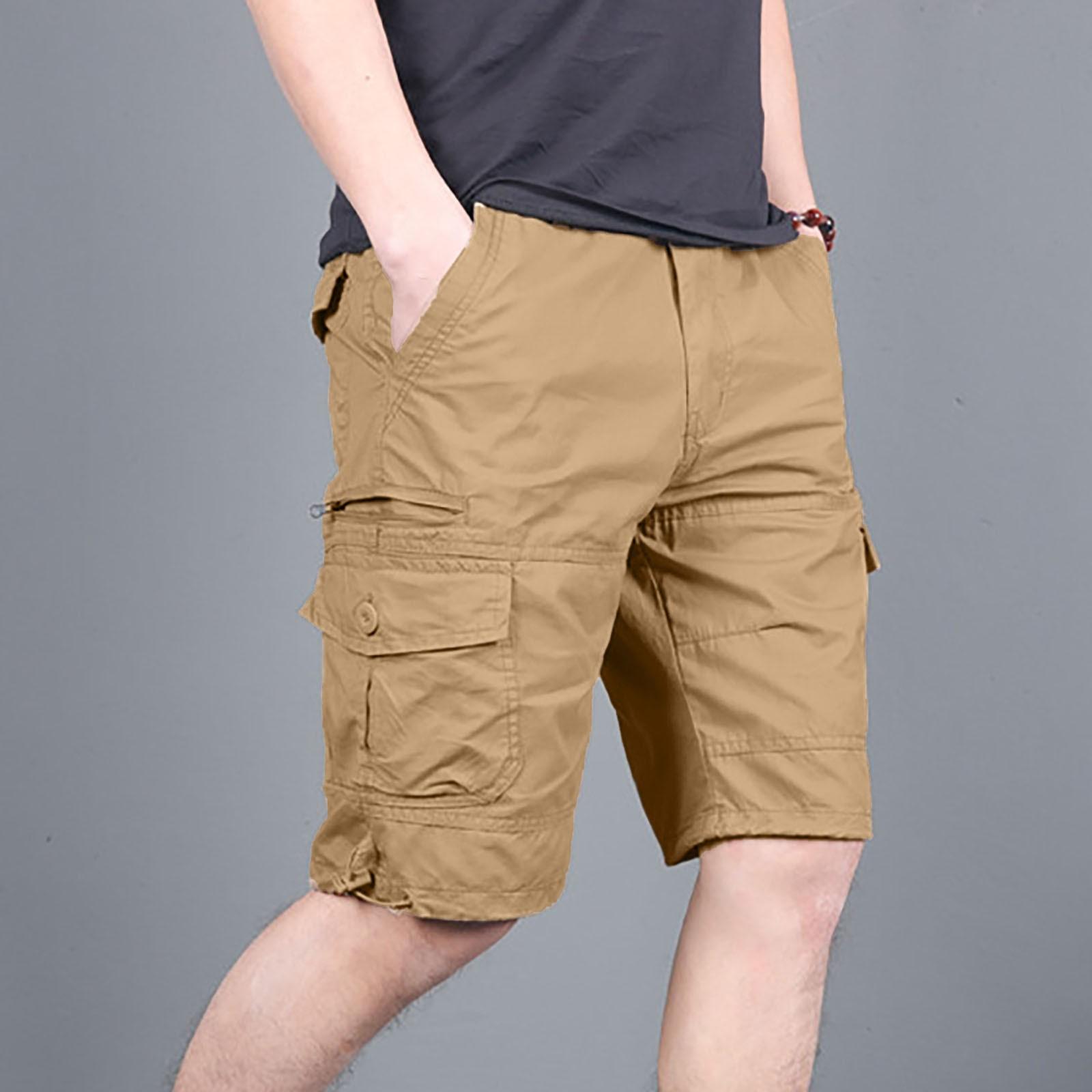 

Модные мужские повседневные однотонные шорты со средней талией и карманами на открытом воздухе, брюки XL хаки