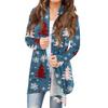 Women's Fashionable Loose-Fit Casual Cardigan With Christmas Print Mid-Length Coat