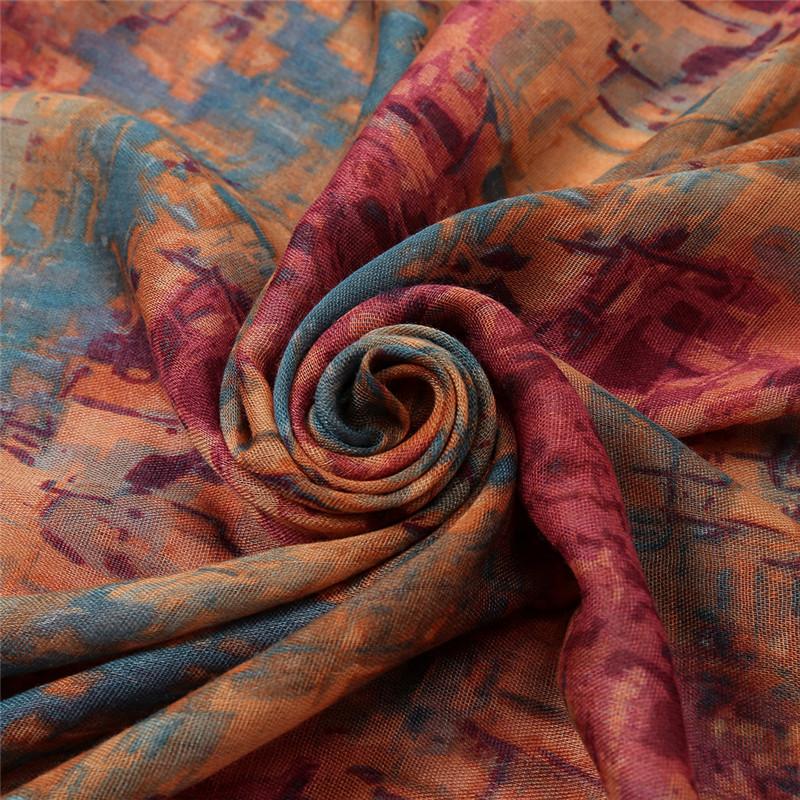 Autumn Fashion Oil Painting Floral Viscose Shawl Scarf High Quality Print Soft Pashmina Stole Wrap Snood Muslim Hijab 180*80Cm