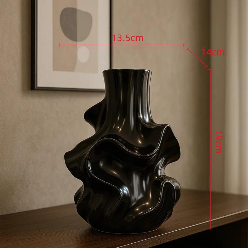 Creative Ceramic Vase Abstract Irregular Folds Handmade Spiral Porcelain Vase Ceramic Handicrafts Flower Vases Flowerpot Vases P