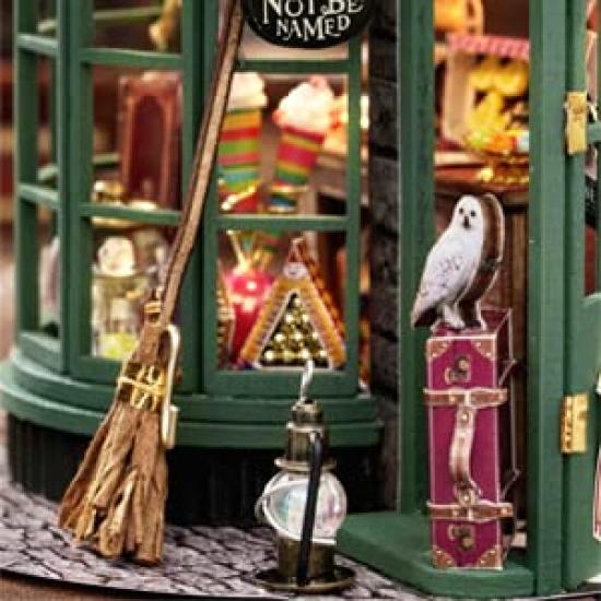 Spilay DIY Wooden Magic Miniature Dollhouse Handmade Kit Furniture Set Decor Ornaments Housewarming Creative Dust Cover LED 3D Puzzle Toys for Lovers