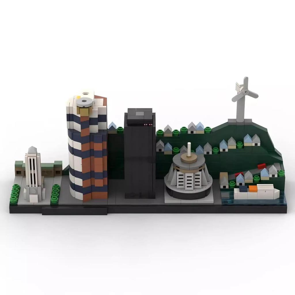 Non-Toxic Moc Architecture Scene Toy Wellington Skyline Assembly Building Blocks Brick Gift Set Desktop Decoration Pendant