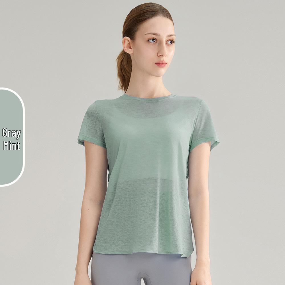 Women's Bamboo Yarn Hollowed Back Quick-Dry Yoga T-Shirt