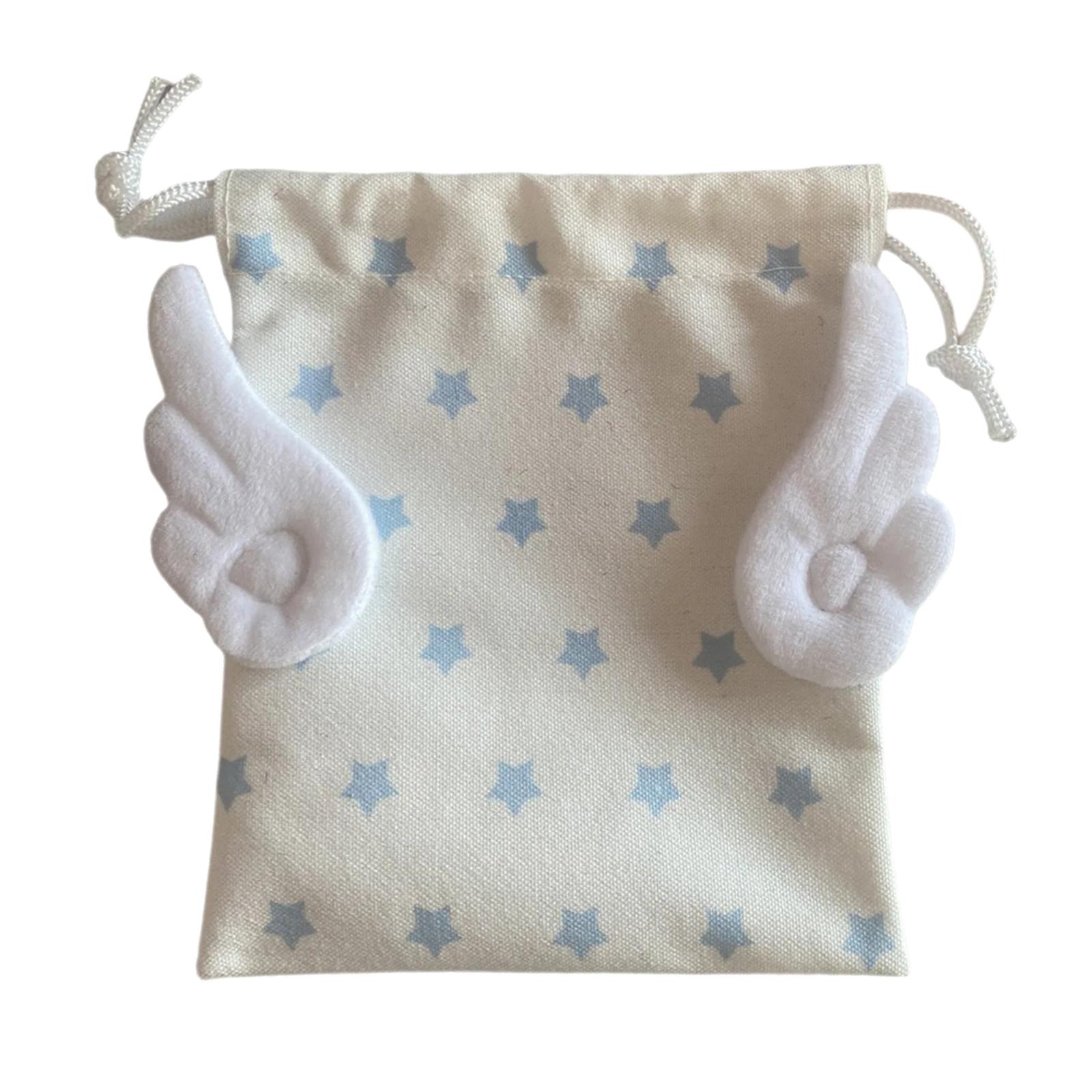 

Сумка на шнурке Плюшевые крылья Косметичка Звездный узор Сумка для макияжа Портативная Сумка-органайзер для хранения канцелярских принадлежностей белый