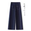 Spring/Summer 2025 Women's Vintage Denim Blue Wide-Leg Jeans: Nine-Point Slimming Petite Straight-Leg Pants