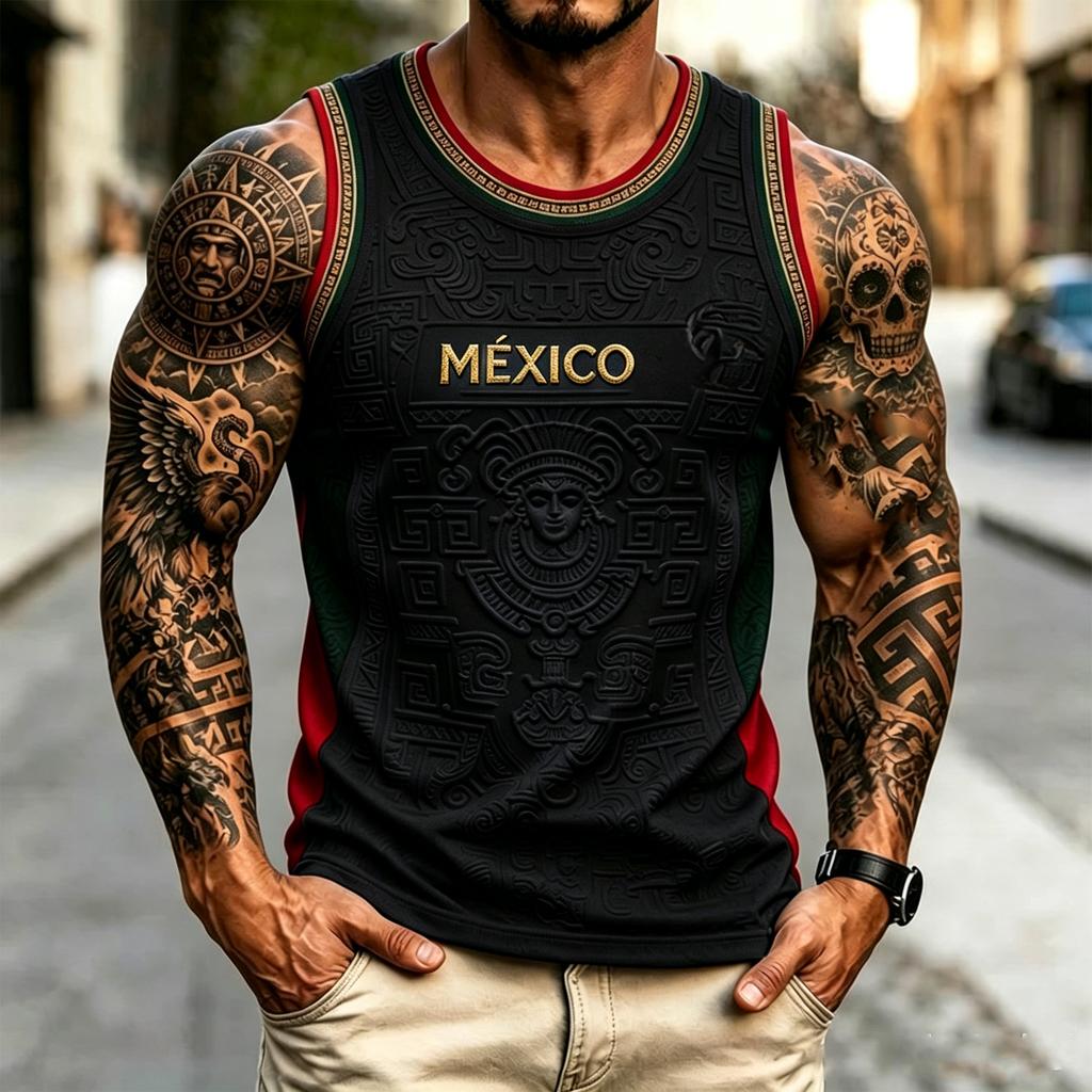 Men's Casual Sleeveless Round Neck Tank Top for Soccer Fans